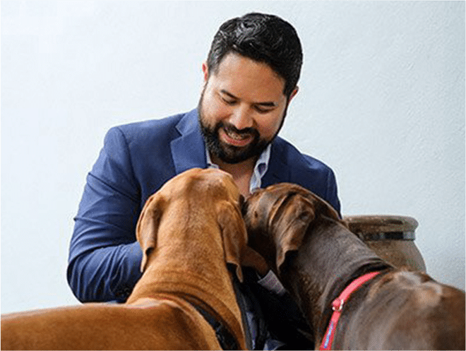 Ryan A Dehoyos With Two Beautiful Dogs | Houston Dog Bite Lawyer | DeHoyos Law Firm
