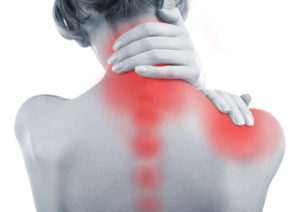 woman with chronic pain injuries in neck and shoulder