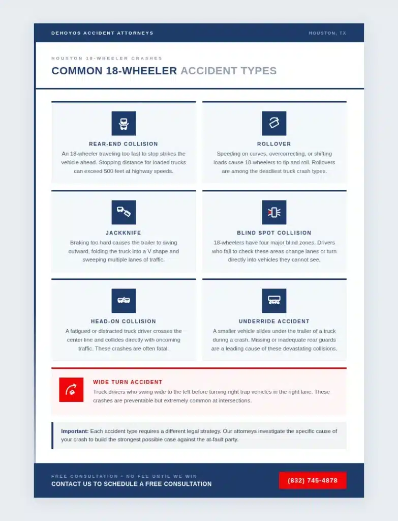 Common 18-Wheeler Accidents in Houston, TX